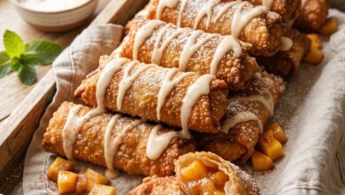 Peach Cobbler Egg Rolls
