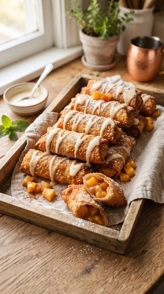Peach Cobbler Egg Rolls
